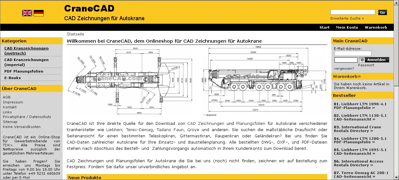 Download store for CAD crane drawings